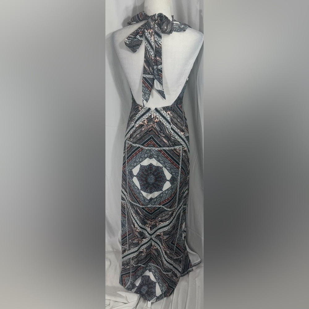 TJD Abstract Print Halter Maxi Dress Black Multicolor XS - Picture 8 of 12